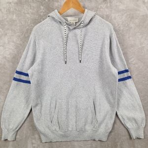Frederik Anderson Copenhagen Hoodie Sweater Mens L Knit Gray Blue Stripes Skater